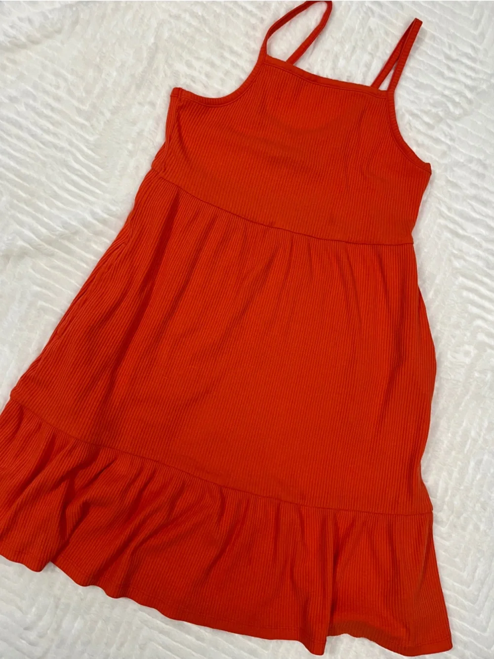 Old Navy Orange Ribbed Tank Dress‎ Ruffle Hem Girls large sundress